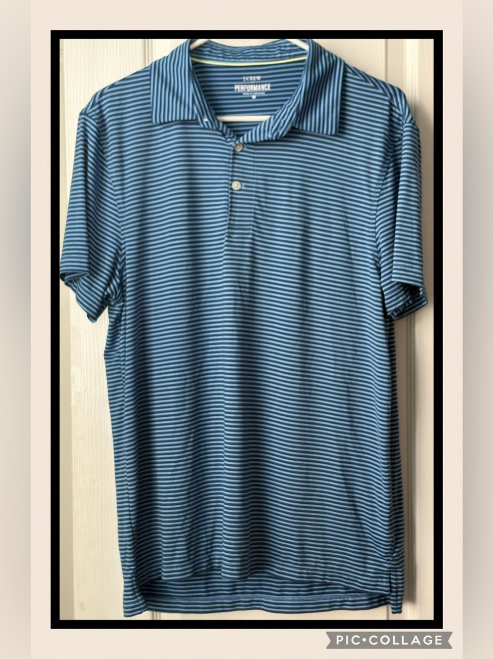 Men’s J. Crew Performance Striped Polo Shirt - Blue Size M